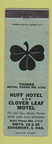Matchbook Cover - Huff Hotel Clover Leaf Motel Edgemont SD