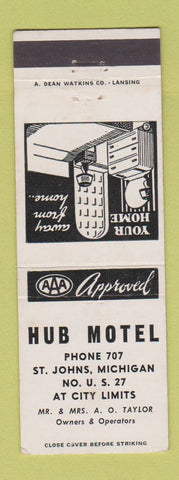 Matchbook Cover - Hub Motel St Johns MI