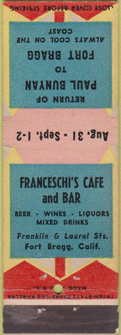 Matchbook Cover - Franceschi's Cafe Bar Fort Bragg CA