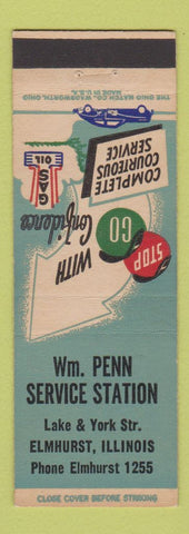 Matchbook Cover - Wm Penn oil gas Elmhurst IL