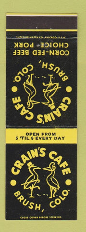 Matchbook Cover - Crain's Cafe Brush Colorado WEAR