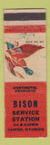 Matchbook Cover - Bison Service oil gas Continental Casper WY