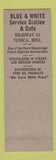 Matchbook Cover - Blue and White oil gas Cafe Tunica MS