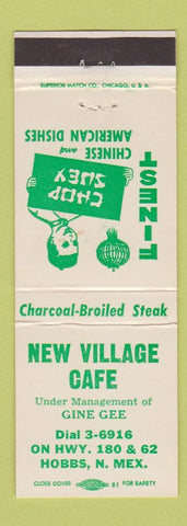Matchbook Cover - New Village Cafe Hobbs NM Chinese Restaurant
