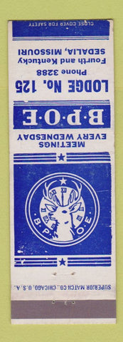 Matchbook Cover - Elks Lodge Sedalia MO
