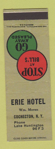 Matchbook Cover - Erie Hotel Cochecton NY
