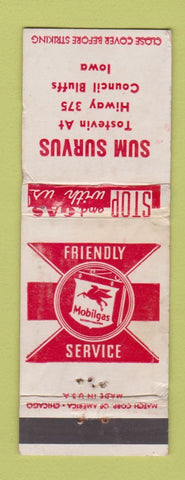 Matchbook Cover - Sum Survus Mobil oil gas Council Bluffs IA WORN