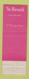 Matchbook Cover - Warwick Hotel Philadelphia PA Kirkeby