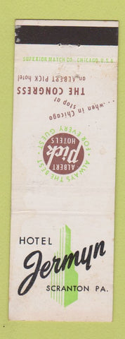 Matchbook Cover - Hotel Jermyn Scranton PA Albert Pick