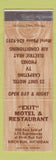 Matchbook Cover - Exit Motel Restaurant Birch Run MI