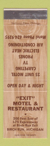 Matchbook Cover - Exit Motel Restaurant Birch Run MI