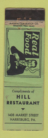 Matchbook Cover - Hill Restaurant Harrisburg PA WORN