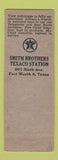 Matchbook Cover - Smith Bros Texaco oil gas Fort Worth TX