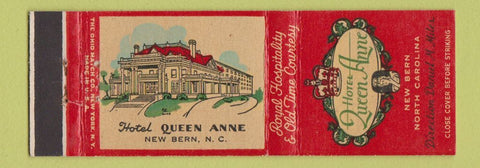 Matchbook Cover - Hotel Queen Anne New Bern NC