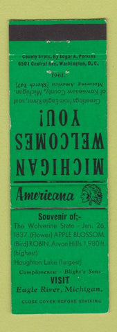 Matchbook Cover - Eagle River MI Perkins Americana