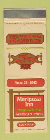 Matchbook Cover - Mariposa Inn Mexican Food West Covina CA WEAR