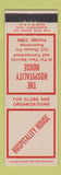 Matchbook Cover - Hospitality House Cheyenne? WY