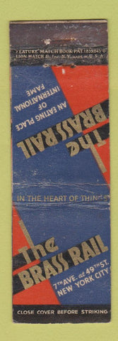 Matchbook Cover - The Brass Rail New York City feature WORN