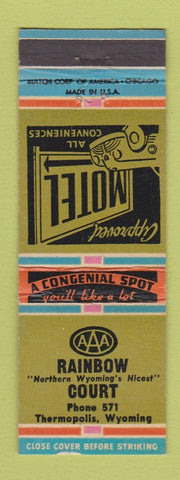 Matchbook Cover - Rainbow Court Motel Thermopolis WY low phone #