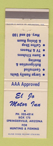 Matchbook Cover - El Jo Motor Inn Springerville AZ