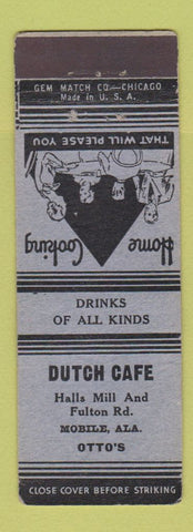 Matchbook Cover - Dutch Cafe Mobile AL Otto's