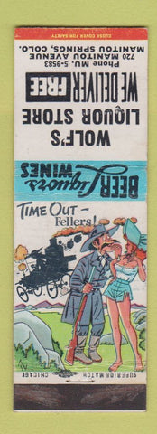 Matchbook Cover - Wolf's Liquor Store Manitou Springs Colorado hillbilly