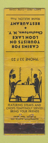 Matchbook Cover - Cabins Loon Lake Chestertown NY restaurant WEAR