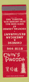 Matchbook Cover - Chin's Pagoda Chinese Restaurant Willowick OH