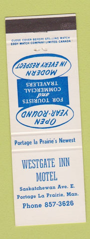 Matchbook Cover - Westgate Inn Motel Portage La Prairie MB
