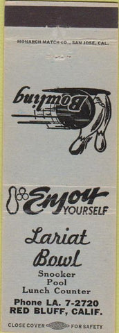 Matchbook Cover - Lariat Bowling billiards Red Bluff CA snooker
