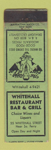 Matchbook Cover - Whitehall Restaurant Bar Grill WORN