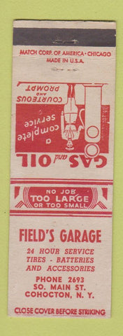 Matchbook Cover - Field's Garage oil gas Cohocton NY WEAR