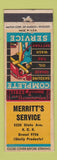 Matchbook Cover - Merritt's Service oil gas Kansas City? KS Skelly WORN