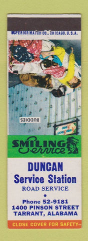 Matchbook Cover - Duncan Service oil gas Tarrant AL