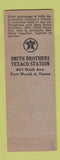 Matchbook Cover - Smith Bros Texaco oil gas Fort Worth TX