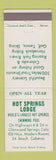 Matchbook Cover - Hot Springs Lodge Glenwood Springs Colorado
