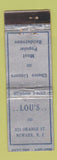 Matchbook Cover - Lou's Restaurant Newark NJ WORN