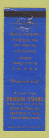 Matchbook Cover - Rodman Cabins Madison WI WEAR