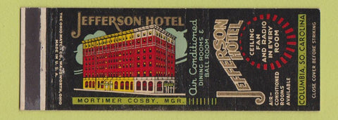 Matchbook Cover - Jefferson Hotel Columbia SC