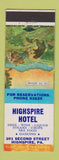 Matchbook Cover - Highspire Hotel PA