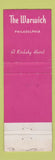 Matchbook Cover - Warwick Hotel Philadelphia PA Kirkeby