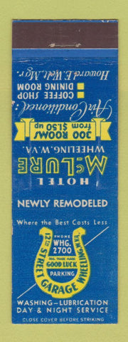 Matchbook Cover - Hotel McLure Wheeling WV