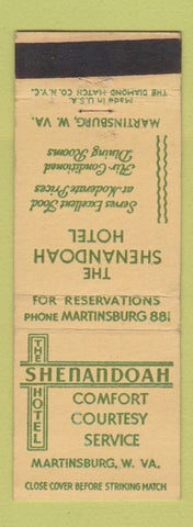 Matchbook Cover - Shenandoah Hotel Martinsburg WV