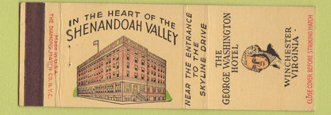Matchbook Cover - George Washington Hotel Winchester VA