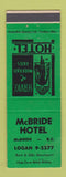 Matchbook Cover - McBride Hotel BC WEAR