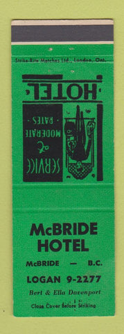 Matchbook Cover - McBride Hotel BC WEAR