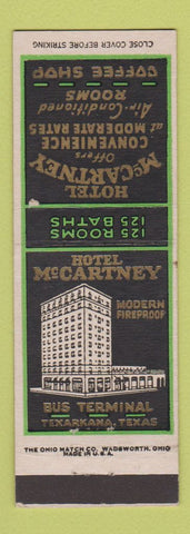Matchbook Cover - Hotel McCartney Texarkana TX