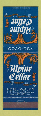 Matchbook Cover - Hotel McAlpin New York City Alpine Cellar #1