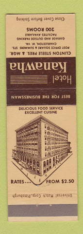 Matchbook Cover - Hotel Kanawha Charleston WV