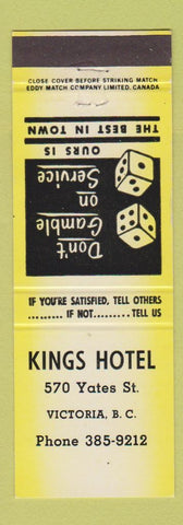 Matchbook Cover - Kings Hotel Victoria BC